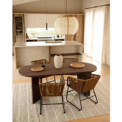 Table à manger ovale en chêne Decowood - 180x75cm - 6 places - Publicité Table à manger ovale en chêne Decowood - 180x75cm - 6 places - Publicité