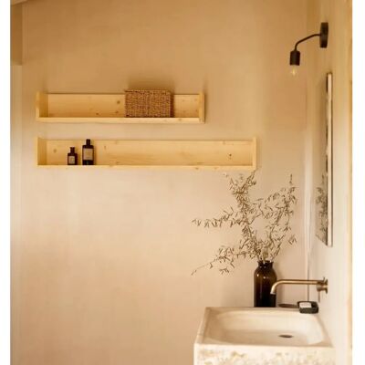 Decowood ONA bois massif naturel 120x16 étagère - Publicité Decowood ONA bois massif naturel 120x16 étagère - Publicité