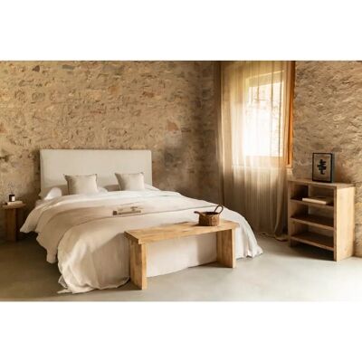 DECOWOOD - Cabecero tapisé dessellable de lin blanc - 160x110 cm - Tête de lit - Publicité DECOWOOD - Cabecero tapisé dessellable de lin blanc - 160x110 cm - Tête de lit - Publicité
