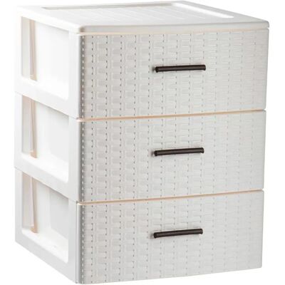 ACAN - Rin Rattan - Branco - 3 gavetas - Organizador de armazenamento ACAN - Rin Rattan - Branco - 3 gavetas - Organizador de armazenamento