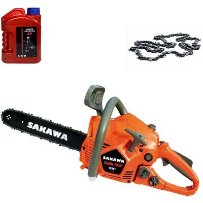 Sakawa CS38 Sierra de gasolina - 38cc 16", Arranque fácil, Cadena extra Sakawa CS38 Sierra de gasolina - 38cc 16", Arranque fácil, Cadena extra