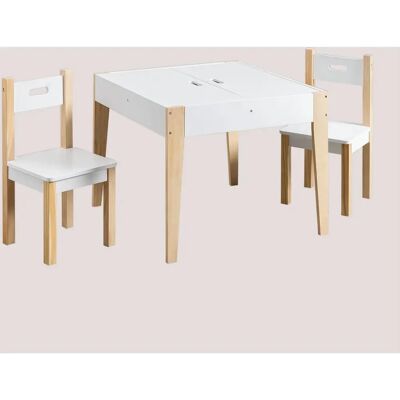 Set de Mesa Pizarra Blanco con Almacenaje y 2 Sillas para Niños Set de Mesa Pizarra Blanco con Almacenaje y 2 Sillas para Niños