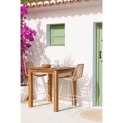 Sklum Gartenhoher Hocker - Synthetischer Rattan Naturweiß - 75cm Sklum Gartenhoher Hocker - Synthetischer Rattan Naturweiß - 75cm