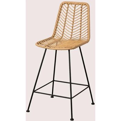 Lot de 2 Tabourets Hauts en Rotin Synthétique Gouda Naturel - Noir - 65 cm - Publicité Lot de 2 Tabourets Hauts en Rotin Synthétique Gouda Naturel - Noir - 65 cm - Publicité