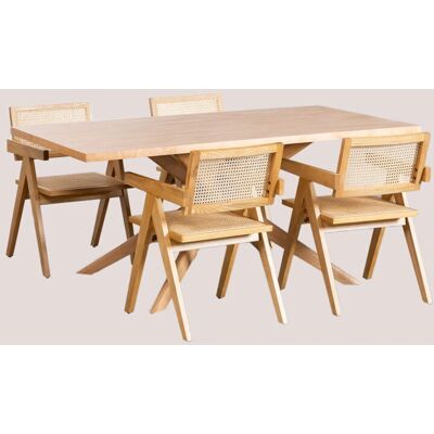 Set da Pranzo Rettangolare in Legno Naturale - 180x90 cm – Stile Arnaiz e Lali Set da Pranzo Rettangolare in Legno Naturale - 180x90 cm – Stile Arnaiz e Lali