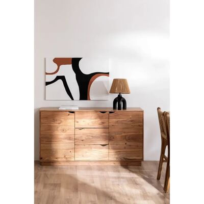 Aparador Tasmani de Madera de Acacia - Madera Natural, Diseño Asimétrico Aparador Tasmani de Madera de Acacia - Madera Natural, Diseño Asimétrico