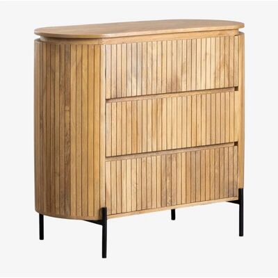 Cómoda de Madera de Mango Sklum - 3 Cajones Acabado Natural - Cajonera Cómoda de Madera de Mango Sklum - 3 Cajones Acabado Natural - Cajonera