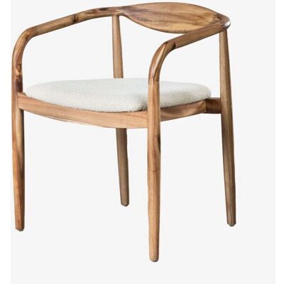 Sklum - Sillas de comedor en madera de acacia y borreguito - Marrón rústico - Sillas de comedor Sklum - Sillas de comedor en madera de acacia y borreguito - Marrón rústico - Sillas de comedor