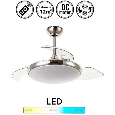 Ventilador de Techo Niquel Satinado Siroco 36-24W - Silencioso, Aspas Retráctiles Ventilador de Techo Niquel Satinado Siroco 36-24W - Silencioso, Aspas Retráctiles