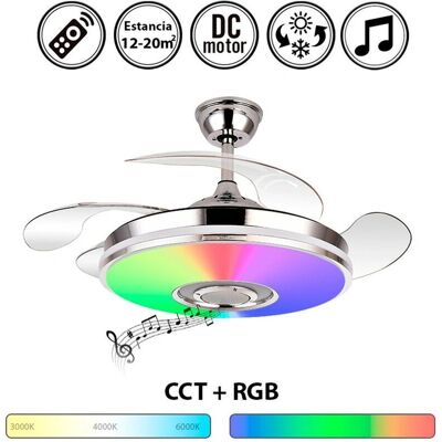 BILAKE Ventilador de Techo Noto 72W - Motor Silencioso DC, Altavoz Bluetooth, Aspas Retráctiles BILAKE Ventilador de Techo Noto 72W - Motor Silencioso DC, Altavoz Bluetooth, Aspas Retráctiles