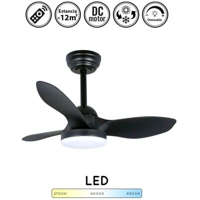 Ventilador de Techo Bilake Stel Mini Negro con Luz - 6 Velocidades, 20W, 1900Lm Ventilador de Techo Bilake Stel Mini Negro con Luz - 6 Velocidades, 20W, 1900Lm