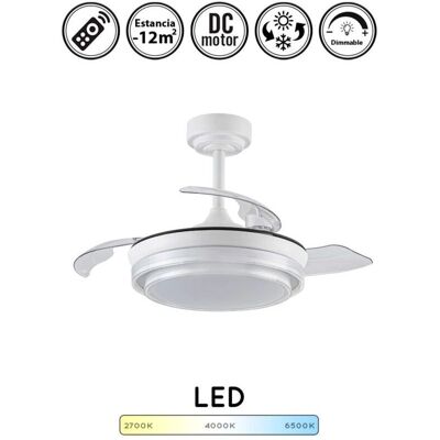 BILAKE Ventilador de Techo Lander Blanco con Luz LED y Aspas Retráctiles - Ventilador de Techo BILAKE Ventilador de Techo Lander Blanco con Luz LED y Aspas Retráctiles - Ventilador de Techo