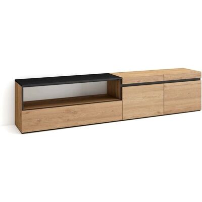 Skraut Home Mueble TV 200x45x35cm - Estilo Moderno - Negro y Roble Skraut Home Mueble TV 200x45x35cm - Estilo Moderno - Negro y Roble