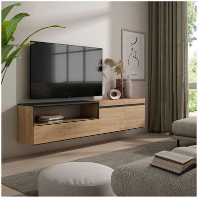 Skraut Home Wandmontiertes TV-Möbel - Eiche & Schwarz - Modern - 80 Zoll Skraut Home Wandmontiertes TV-Möbel - Eiche & Schwarz - Modern - 80 Zoll