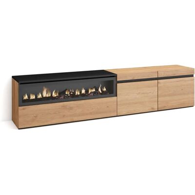 Skraut Home - TV-Möbel - Hochwertige Melamin - Für bis zu 80" Fernseher - Moderner Elektrokamin Skraut Home - TV-Möbel - Hochwertige Melamin - Für bis zu 80" Fernseher - Moderner Elektrokamin