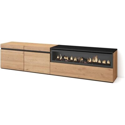 Skraut Home - TV Möbel - Hochwertige Melamin - 203x35x45cm - 3D LED Feuer Skraut Home - TV Möbel - Hochwertige Melamin - 203x35x45cm - 3D LED Feuer