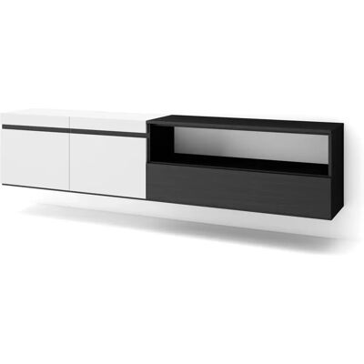 SKRAUT HOME Wandgemonteerde TV Kast - Modern, Zwart & Wit, Voor 80" TV SKRAUT HOME Wandgemonteerde TV Kast - Modern, Zwart & Wit, Voor 80" TV