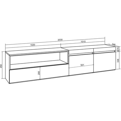 Skraut Home Mueble de TV Moderno Negro - 200x45x35cm para TVs hasta 80" Skraut Home Mueble de TV Moderno Negro - 200x45x35cm para TVs hasta 80"