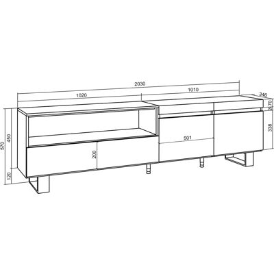 Skraut Home - Mueble TV Industrial Moderno - 200x57x35cm Skraut Home - Mueble TV Industrial Moderno - 200x57x35cm
