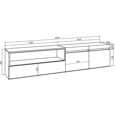 Skraut Home - Muurmontage TV-meubel - Modern Stijl - Zwart Skraut Home - Muurmontage TV-meubel - Modern Stijl - Zwart