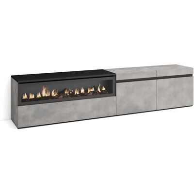 Skraut Home Melamine TV Kast - 3 Deuren - 203x35x45cm - Elektrische Haard Skraut Home Melamine TV Kast - 3 Deuren - 203x35x45cm - Elektrische Haard