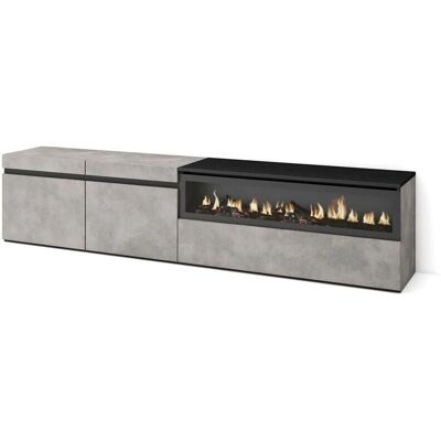Mueble de TV Skraut Home con Chimenea eléctrica - Estilo Cemento Moderno Mueble de TV Skraut Home con Chimenea eléctrica - Estilo Cemento Moderno