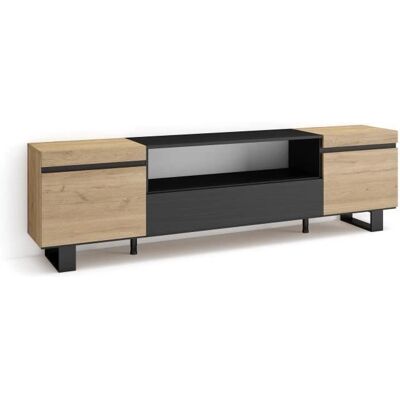 Skraut Home - Mueble TV - Estilo Industrial - Negro Skraut Home - Mueble TV - Estilo Industrial - Negro