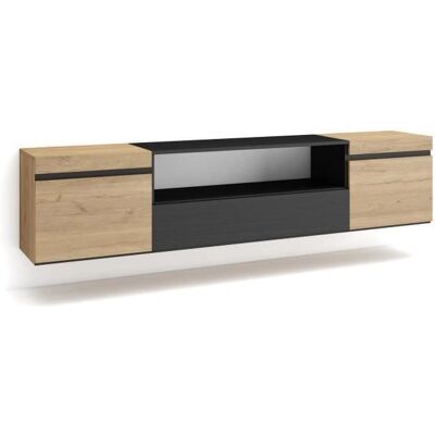 Skraut Home Wandmontiertes TV-Möbel - Modernes Holzfinish Skraut Home Wandmontiertes TV-Möbel - Modernes Holzfinish