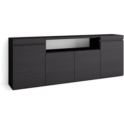Skraut Home - Dressoir 200x75x35cm met 4 Deuren - Moderne Stijl - Zwart Skraut Home - Dressoir 200x75x35cm met 4 Deuren - Moderne Stijl - Zwart