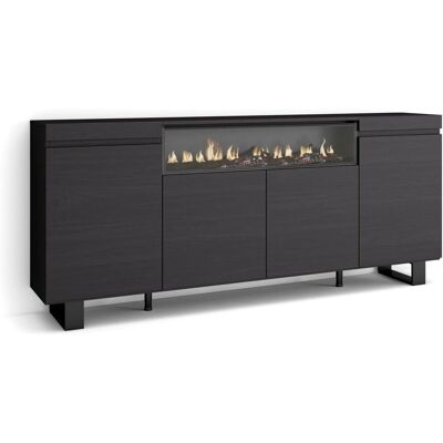 Skraut Home Credenza - 200x87x35cm, 4 Puertas, Chimenea eléctrica, Diseño industrial Skraut Home Credenza - 200x87x35cm, 4 Puertas, Chimenea eléctrica, Diseño industrial