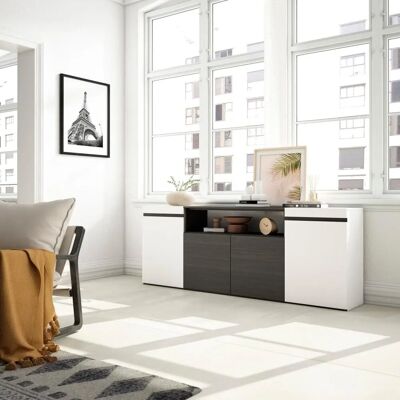 Skraut Home Mueble Moderno - 200x75x35cm - Blanco y negro Skraut Home Mueble Moderno - 200x75x35cm - Blanco y negro