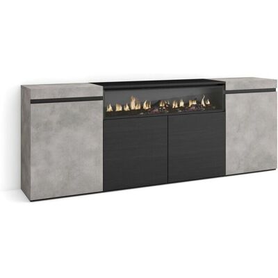 Skraut Home - Aparador Moderno de Cemento - 200x75x35cm - 4 Puertas - Chimenea eléctrica Skraut Home - Aparador Moderno de Cemento - 200x75x35cm - 4 Puertas - Chimenea eléctrica