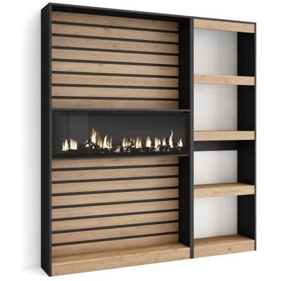 Estantería de Pared Skraut Home - 170x186x25cm Roble y Negro - Estantería Moderna Estantería de Pared Skraut Home - 170x186x25cm Roble y Negro - Estantería Moderna
