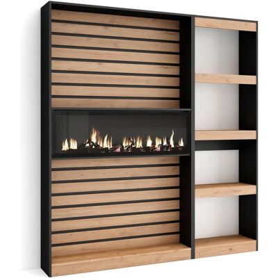 Skraut Home Wandplank met open haard - 170x186x25cm - Modern stijl - Roble Skraut Home Wandplank met open haard - 170x186x25cm - Modern stijl - Roble