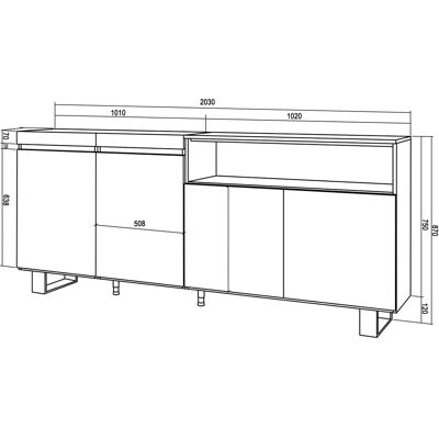 Skraut Home - Aparador Estilo Industrial - 200x87x35cm Skraut Home - Aparador Estilo Industrial - 200x87x35cm