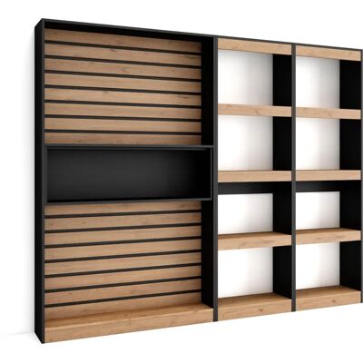 SKRAUT HOME - Bücherregal - Eichenfinish - 230x186x25cm SKRAUT HOME - Bücherregal - Eichenfinish - 230x186x25cm