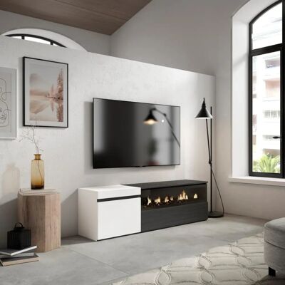 Skraut Home - Tv-meubel met Elektrische Haard - Modern Zwart & Wit - 150x45x35cm Skraut Home - Tv-meubel met Elektrische Haard - Modern Zwart & Wit - 150x45x35cm