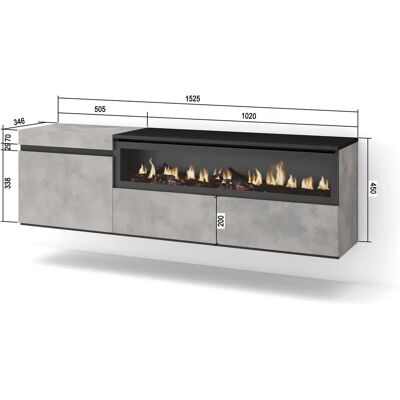 Mueble de TV Skraut Home con Chimenea eléctrica - 150x45x35cm Mueble de TV Skraut Home con Chimenea eléctrica - 150x45x35cm