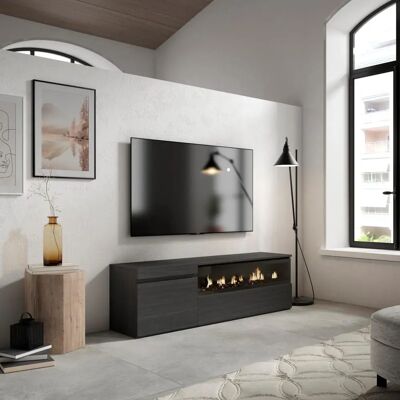 Skraut Home - Meuble TV moderne avec cheminée électrique - 150x45x35cm Skraut Home - Meuble TV moderne avec cheminée électrique - 150x45x35cm