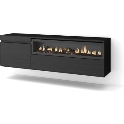 Meuble TV Skraut Home avec Cheminée - Suspendu, 150x45x35cm Meuble TV Skraut Home avec Cheminée - Suspendu, 150x45x35cm