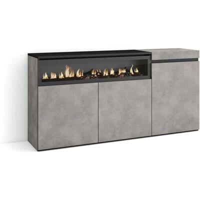 Skraut Home - Aparador con Chimenea eléctrica - Modern, Cemento, 150x75x35cm Skraut Home - Aparador con Chimenea eléctrica - Modern, Cemento, 150x75x35cm