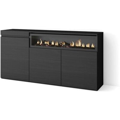 Skraut Home - Aparador con Chimenea LED - Mueble Moderno Negro Skraut Home - Aparador con Chimenea LED - Mueble Moderno Negro