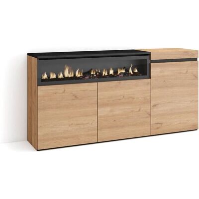 Skraut Home - Aparador con chimenea eléctrica LED - 150x75x35cm Skraut Home - Aparador con chimenea eléctrica LED - 150x75x35cm
