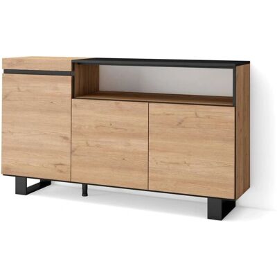 Skraut Home Industrieel dressoir in eikenhout en zwart Skraut Home Industrieel dressoir in eikenhout en zwart