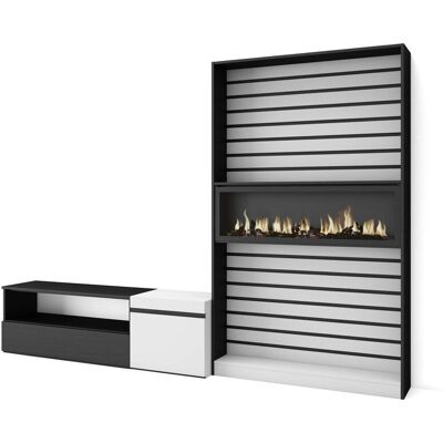 Skraut Home Modernes TV- & Kamin-Set - Weiß & Schwarz Skraut Home Modernes TV- & Kamin-Set - Weiß & Schwarz