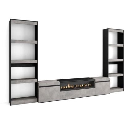 Mobile TV Moderno con Camino Elettrico - 320x186x35cm Mobile TV Moderno con Camino Elettrico - 320x186x35cm