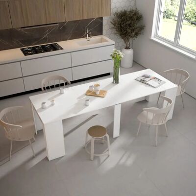 Skraut Home - Mesa Extensible - 12 Comensales - Blanco Moderno Skraut Home - Mesa Extensible - 12 Comensales - Blanco Moderno