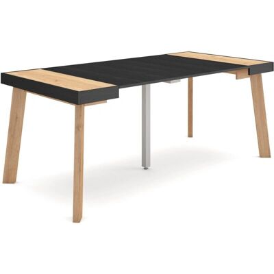 Skraut Home - Tavolo Estensibile - 8 Posti - Rovere e Nero Skraut Home - Tavolo Estensibile - 8 Posti - Rovere e Nero