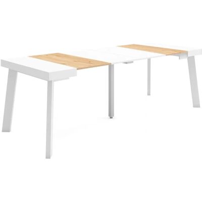 SKRAUT HOME - Mesa Consola Extensible - Uitklapbaar - Eiken en Wit - Table SKRAUT HOME - Mesa Consola Extensible - Uitklapbaar - Eiken en Wit - Table