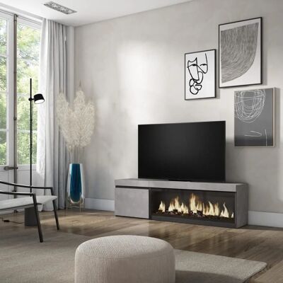 Skraut Home - Mobile TV Moderno in Cemento con Caminetto Elettrico - TV 160 Skraut Home - Mobile TV Moderno in Cemento con Caminetto Elettrico - TV 160